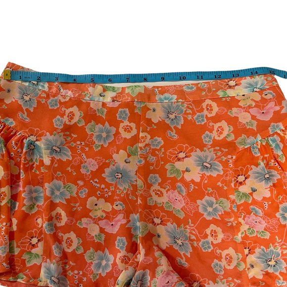 Free People Size 4 Coral Floral Flowy Boho Short Pants - Picture 7 of 8